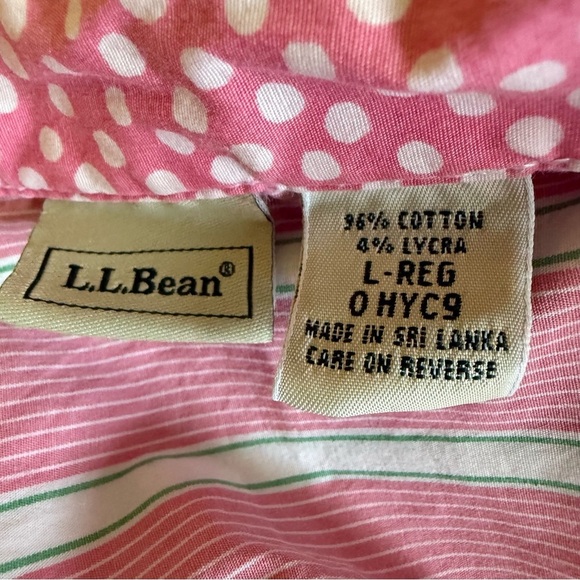 LL Bean Women’s Pink Stripe Button Up Long Sleeve L Preppy Casual - Picture 8 of 9